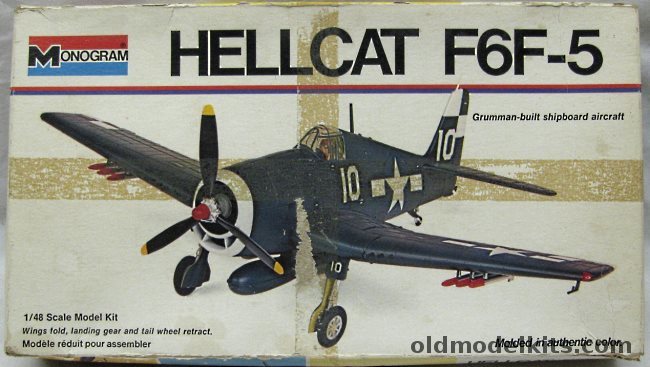 Monogram 1/48 Grumman F6F-5 Hellcat - (F6F5) 'White Box' Issue, 6832 plastic model kit